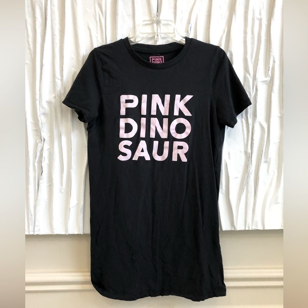 Women’s Pink Dinosaur Boutique  Black Nightgown Pink Logo Size M